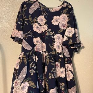 Dark blue and floral blouse